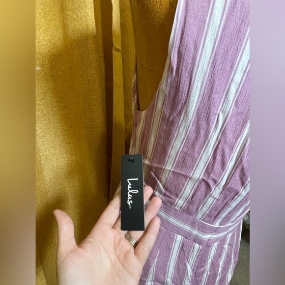 LULU'S Dresses Jacqui Lavender And White Striped Button Front Midi Dress - Picture 11 of 14